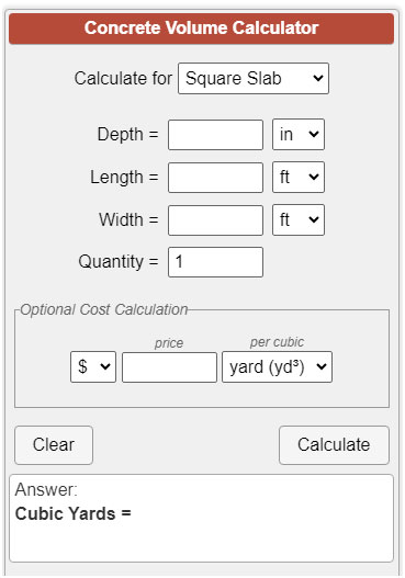 Concrete calculator