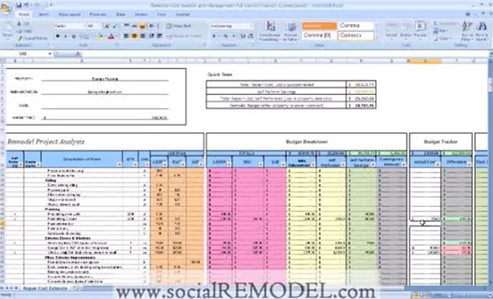 Remodel Cost Analysis and Project Management Calculator