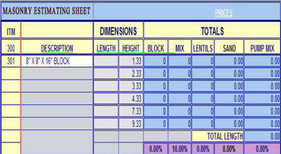 Quantity-take-off Sheets