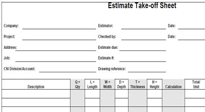 	
Mechanical Plumbing Estimating Sheets